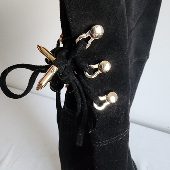 Ivanka Trump, black soft suede over the knee boots. Sz 8.5 with gold accents. - Picture 8 of 8